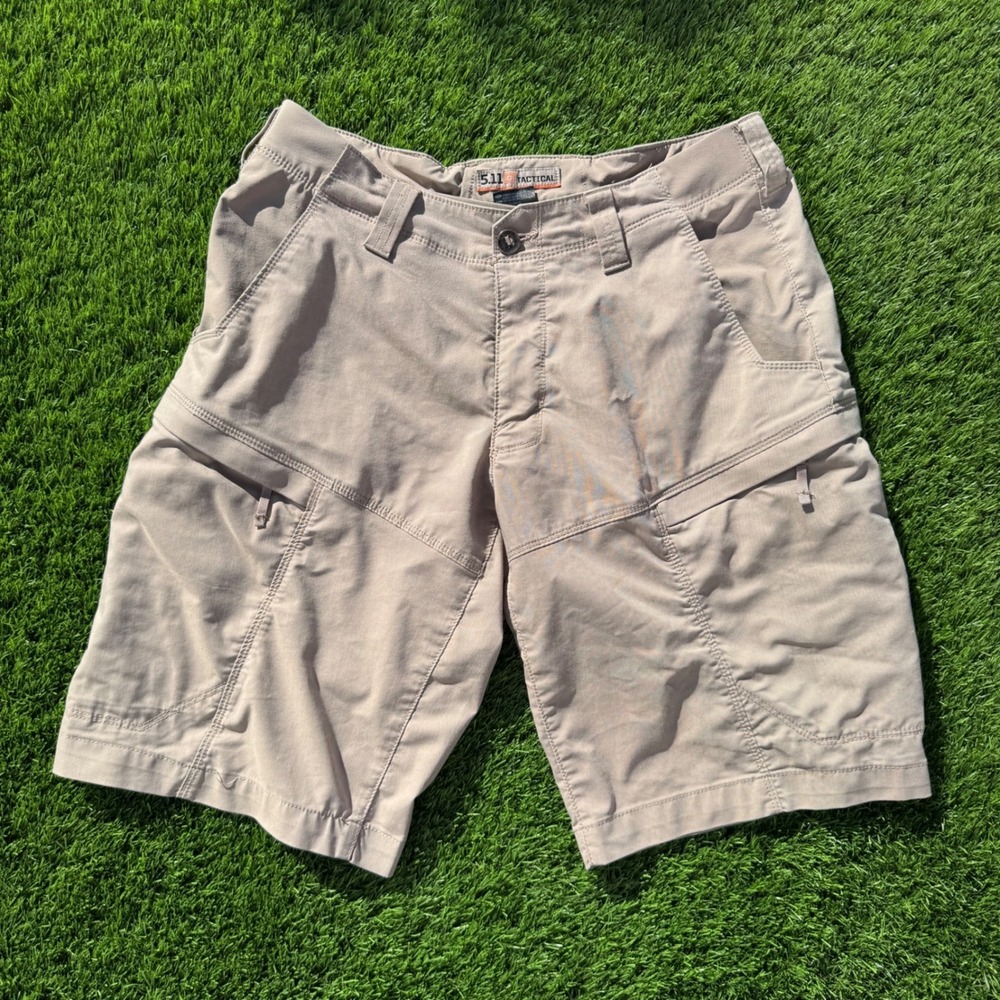 5.11 Tactical Apex Mens 32 Cargo Shorts Khaki Flex-Tac Stretch 73334-055 Utility